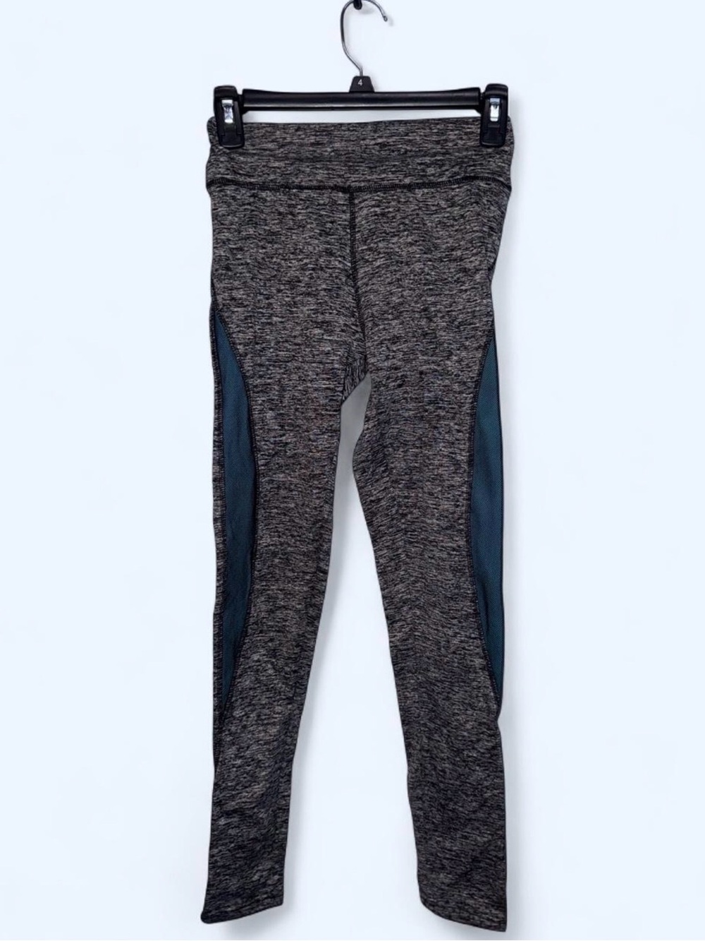 Womens Heather Gray Leggings with Blue Side Panels